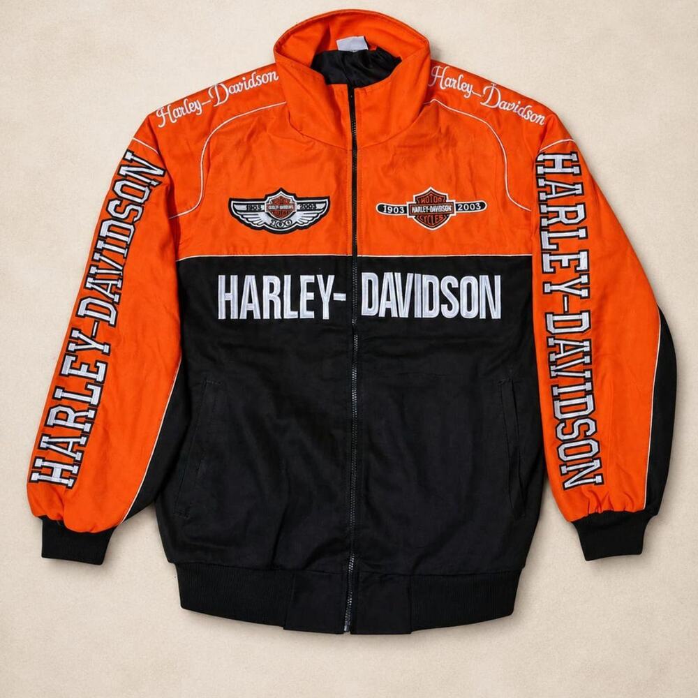Vintage Embroiderd Harley Davidson Motorsports Nascar Jacket Unisex Size M